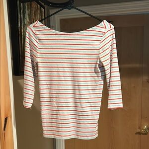 GAP Pink and Gray Fitted 3/4 Sleeve Blouse